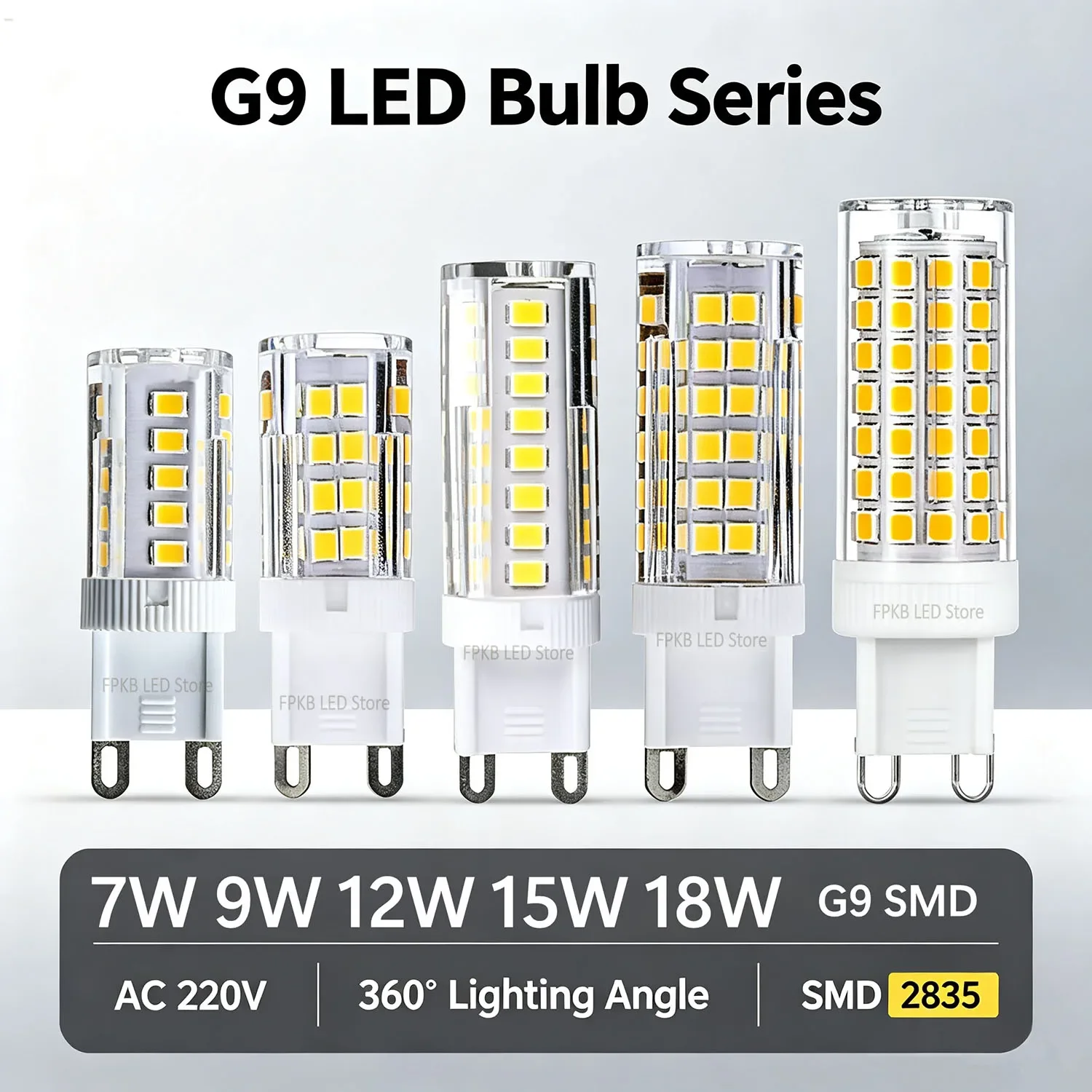 Lámpara LED G9 de 7W, 9W, 12W, 15W, 18W, AC 220V, Bombilla LED SMD 2835, Reemplazo de Lámpara Halógena de 30/40W, Luz LED Tipo Maíz para el Hogar