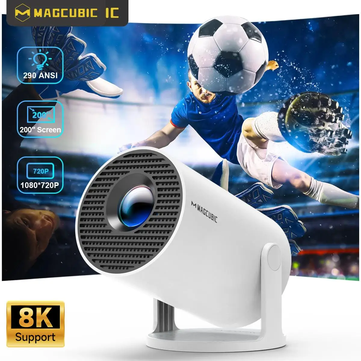 Proyector Magcubic HY300 PRO 8K Android 14 Dual Wifi6 290ANSI Allwinner H726 BT5.4 1080P 1280*720P Proyector de cine en casa para exteriores