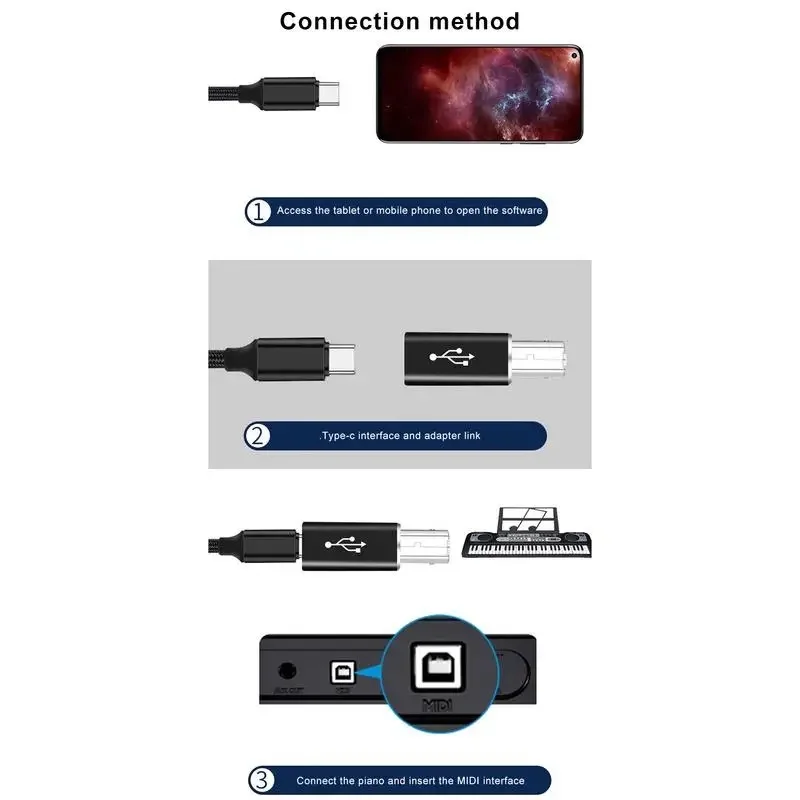 Adaptador de impresora USB 2,0 USB tipo C a tipo B macho para impresora disco duro Base máquina de Fax escáner USB 2,0 tipo C adaptador de impresora