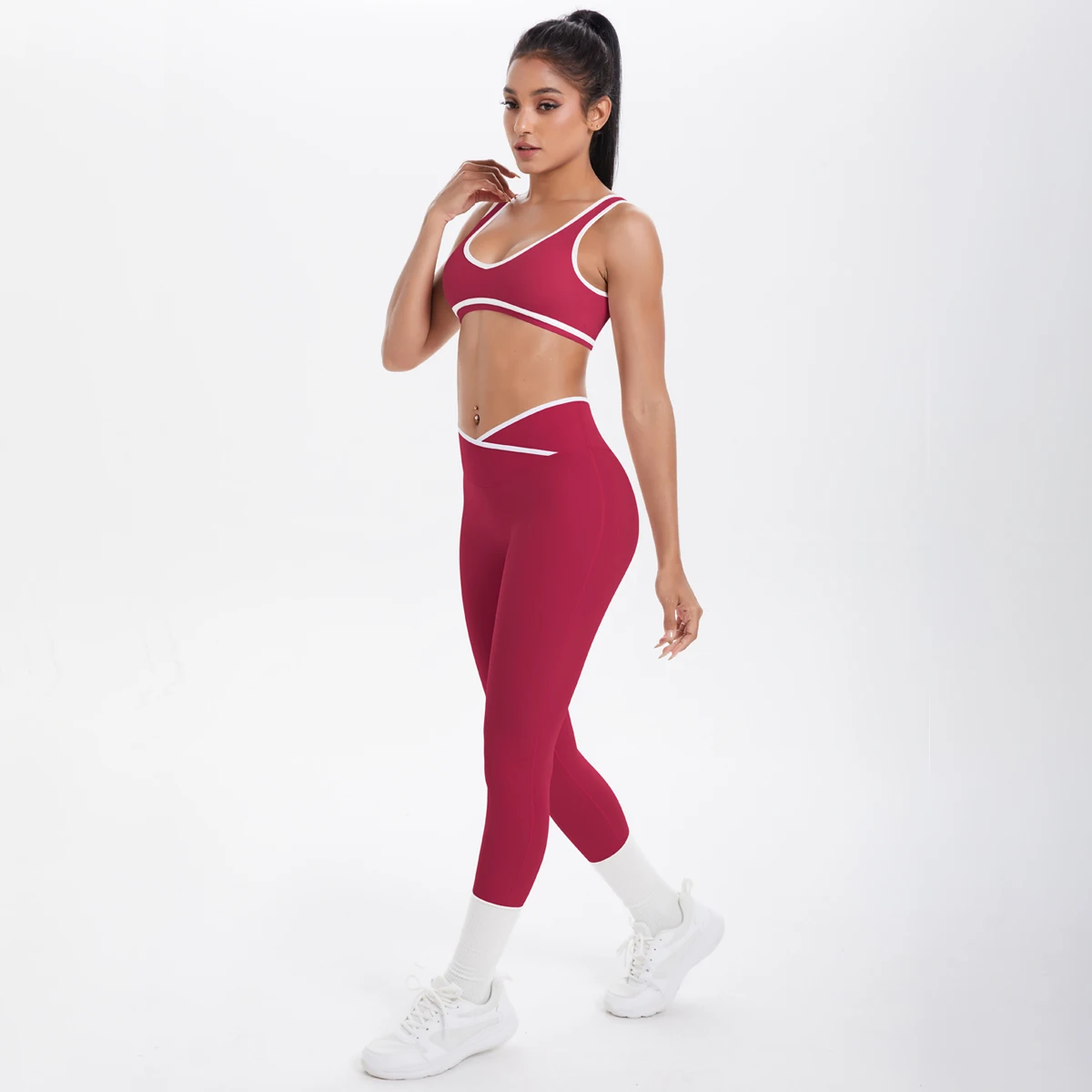Conjunto de pantalones y sujetador de Yoga para mujer, Top de entrenamiento de Color sólido, conjunto deportivo de realce de entrenamiento de alta resistencia, mallas de Yoga para correr al aire libre, 2 uds.