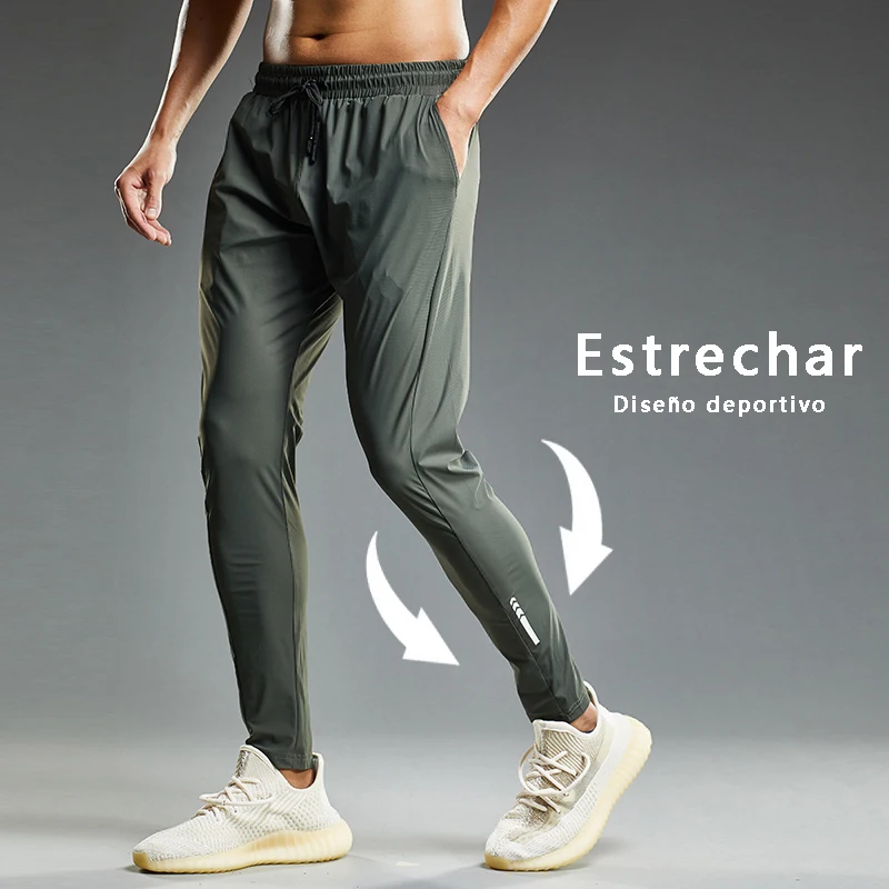 Pantalones deportivos finos de verano para hombre, pantalones de entrenamiento para gimnasio, pantalones de chándal para correr en bicicleta