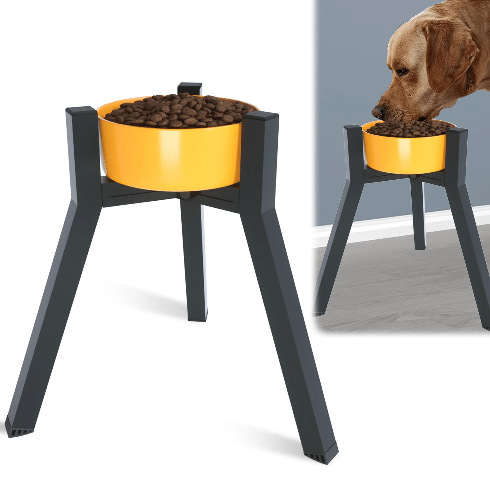 Soporte de cuenco para perro elevado de ancho ajustable de metal para perros extragrandes, cuenco de comida para perros, soporte elevado para cuencos para perros (cuenco no incluido)