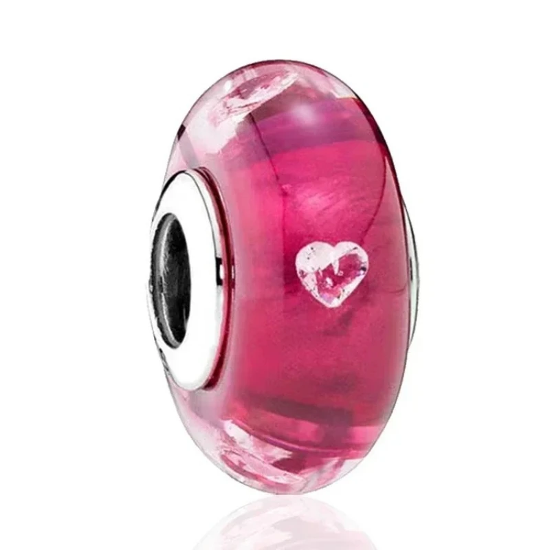 2025 cuentas clásicas de Plata de Ley 925 con forma de hoja de flor de colores, arcoíris cósmico, abalorios de cristal de Murano aptos para pulsera DIY, regalo de joyería para mujer