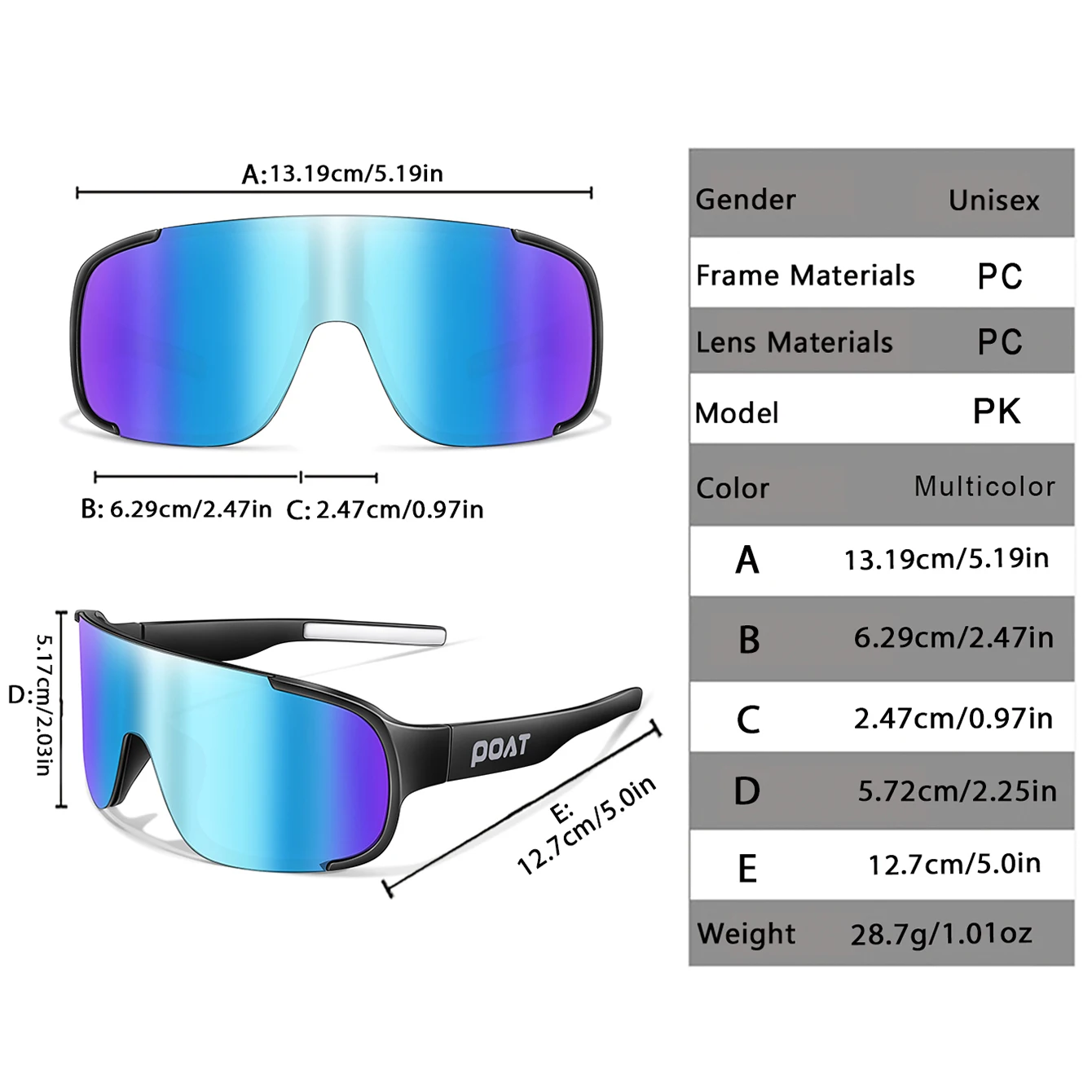 Gafas de Sol Deportivas POAT UV400 para Ciclismo, Hombres y Mujeres, Resistentes al Viento, para Bicicleta de Montaña, Pesca y Actividades al Aire Libre