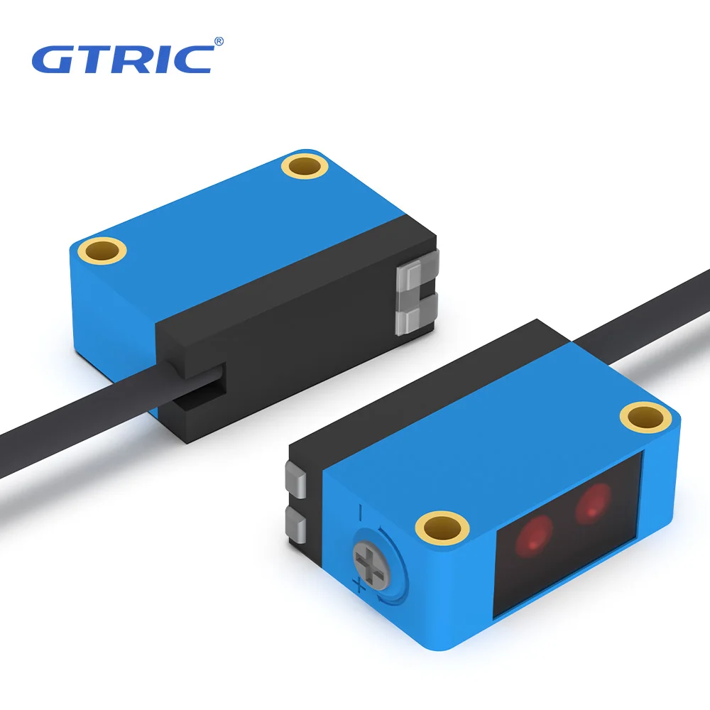 Sensor fotoeléctrico de supresión de fondo GTRIC NPN PNP 10-30V DC distancia de detección 30cm interruptor óptico láser cuadrado ajustable