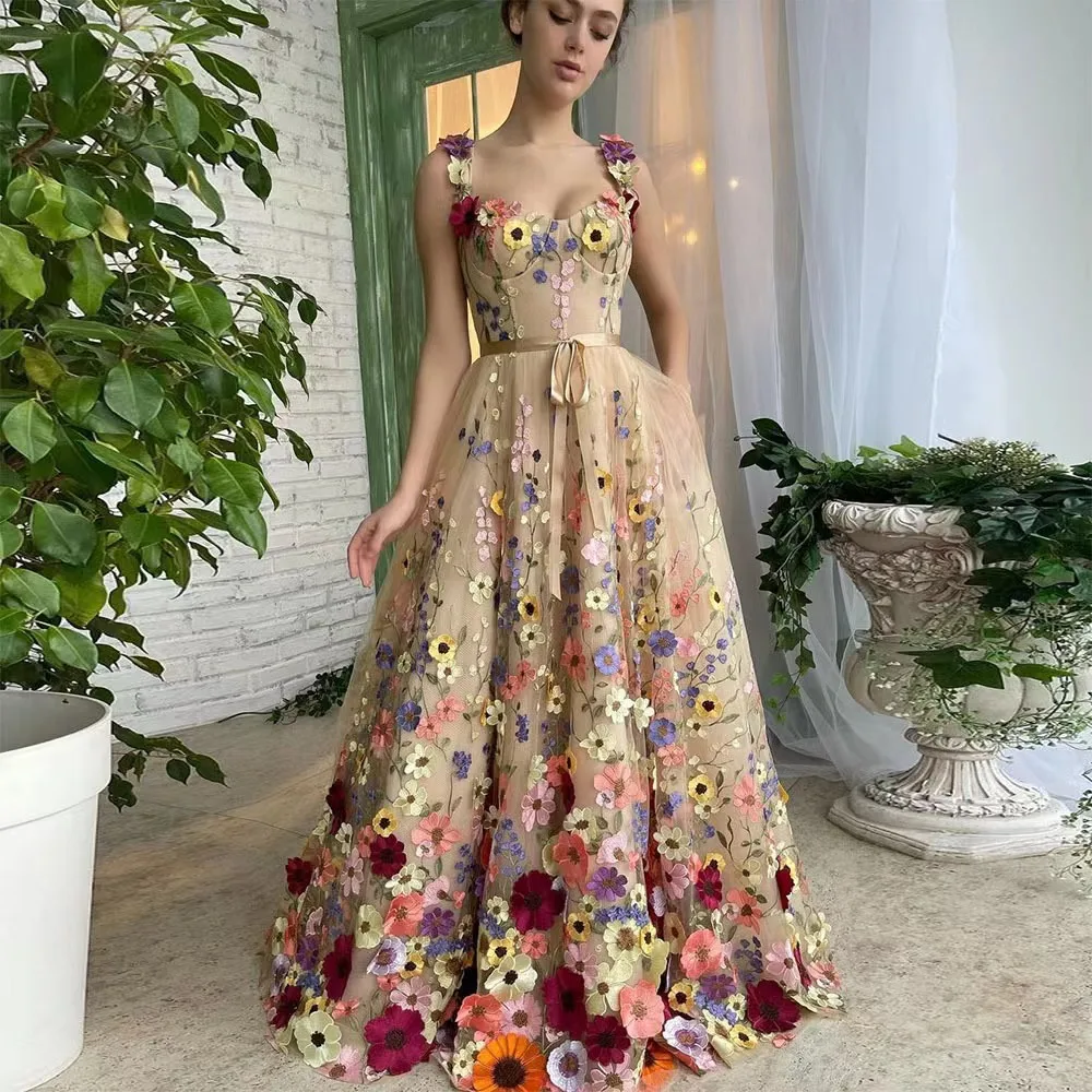 Flores tridimensionales para mujer, bordado de moda, envoltura de flores para glúteos, vestido Sexy, temperamento elegante, encaje de malla