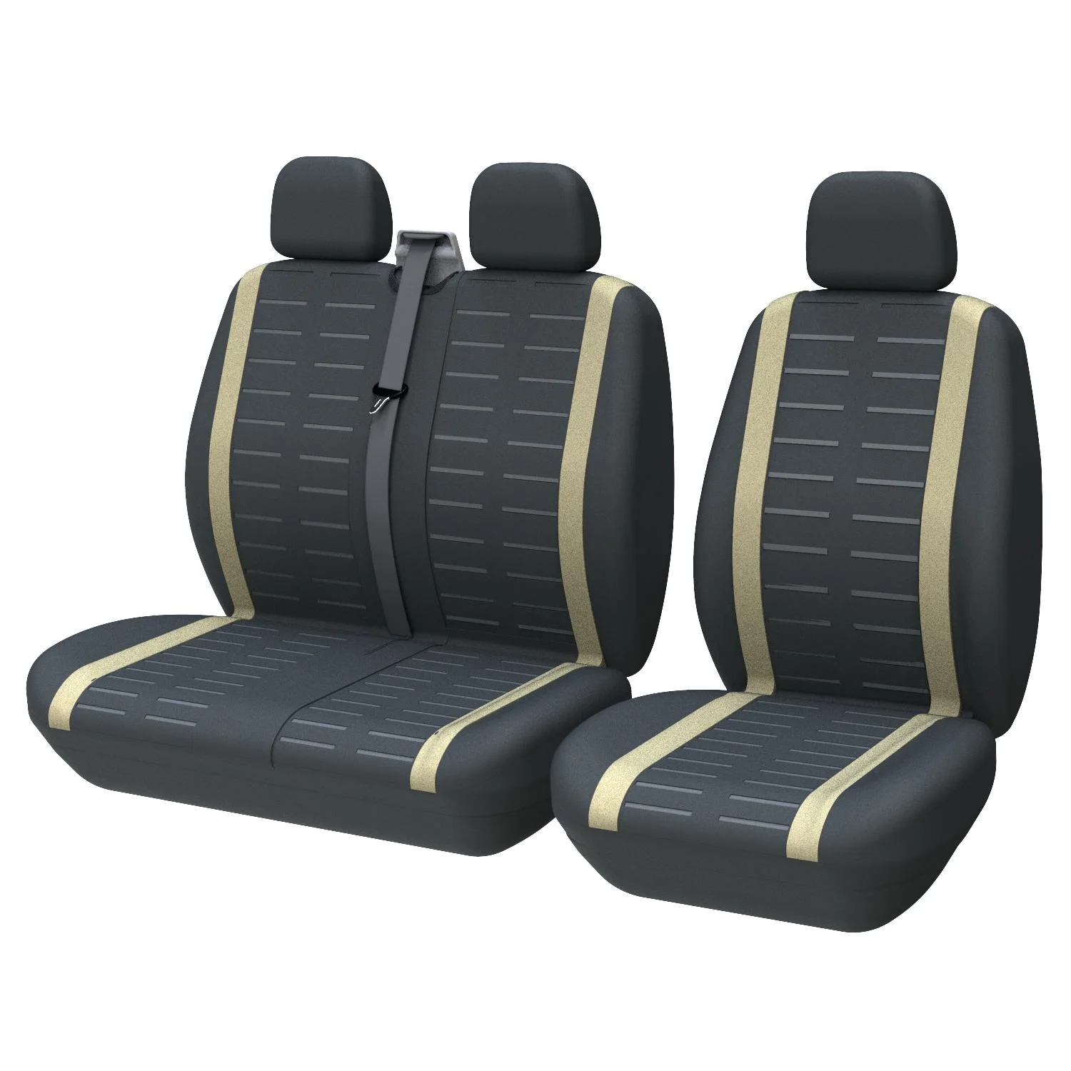 Fundas de asiento universales a rayas 3D, se adapta a la mayoría de furgonetas y camiones, 2 + 1, fundas de asiento para conductor individual y pasajero