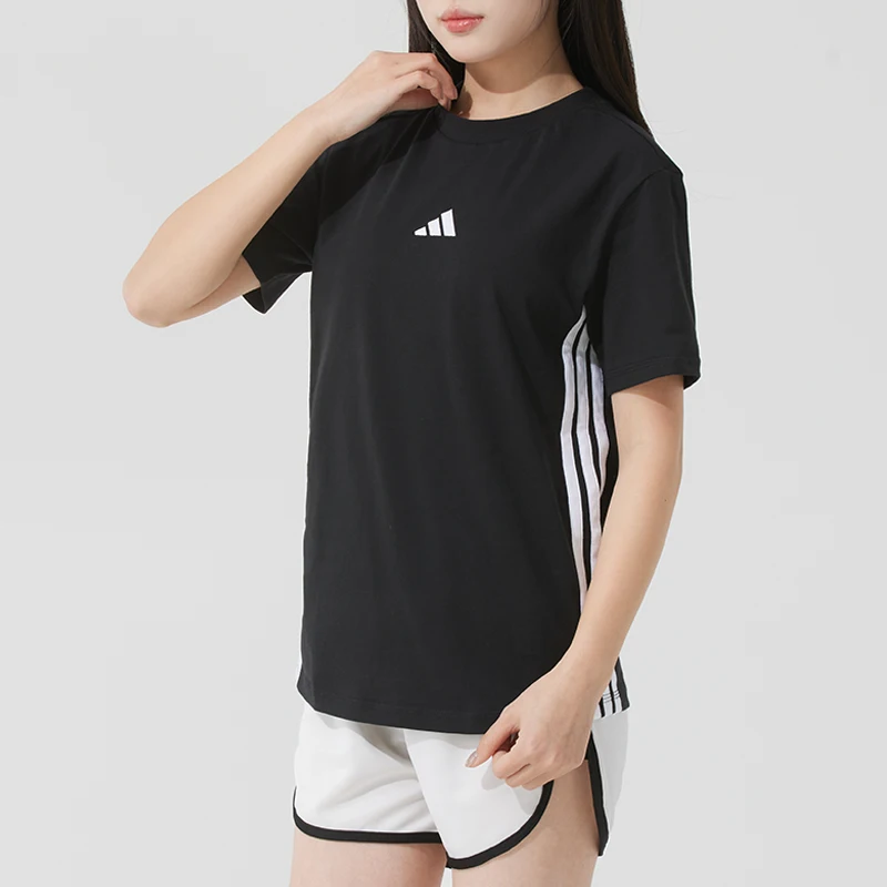 Camiseta deportiva informal de manga corta con cuello redondo y holgada para correr al aire libre para mujer Adidas Jd0846