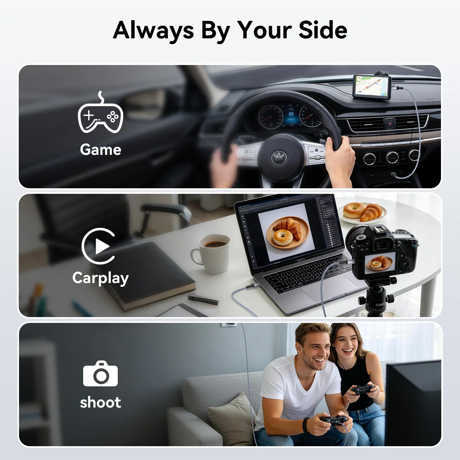 Cable USB C a Micro USB SUNKANDI, Cable Trenzado USBC a MicroUSB OTG de 480 Mbps para Cargadores de Pared, MacBook Pro, Air, Galaxy S22