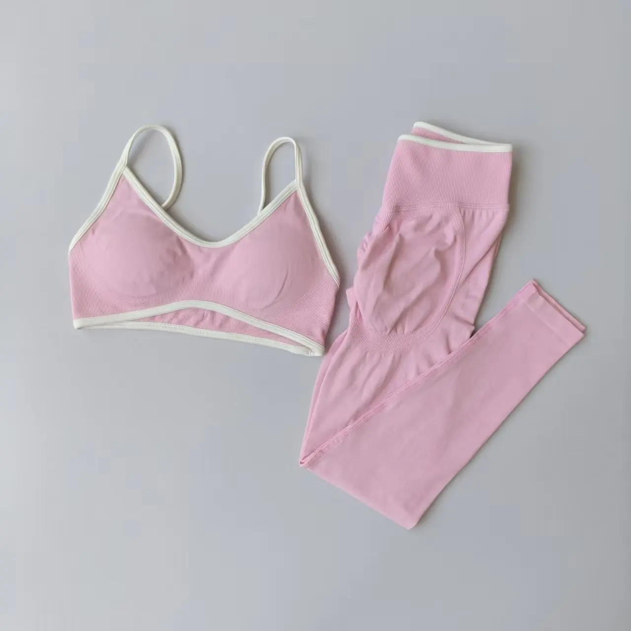 Conjuntos deportivos de 2 uds para mujer, pantalones de Yoga con realce, espalda hueca, sujetadores de Fitness para gimnasio, mallas de cintura alta para entrenamiento, conjunto de medias sin costuras