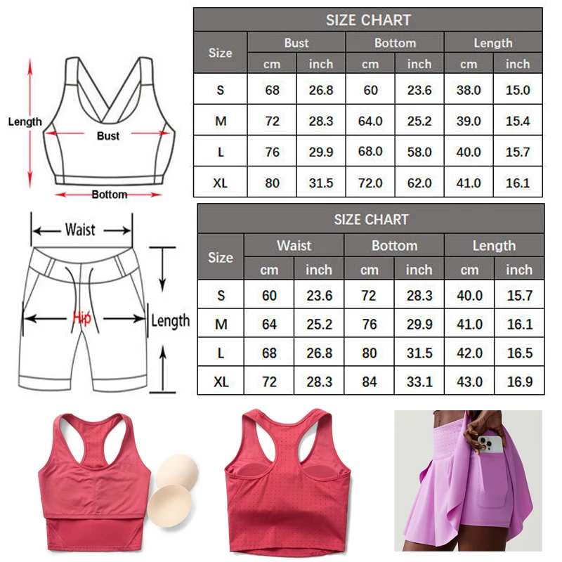 Conjunto de dos piezas de Yoga y Fitness para mujer, traje transpirable para correr al aire libre, falda de tenis elástica suave, ropa de entrenamiento, ropa deportiva corta