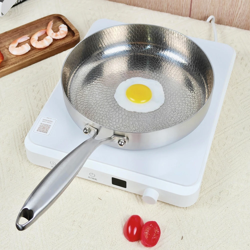 Sartén antiadherente de 20/24/28cm, Wok de titanio y acero inoxidable para el hogar, sartén para carne de huevo, Cocina de Inducción, estufa de Gas, utensilios de cocina