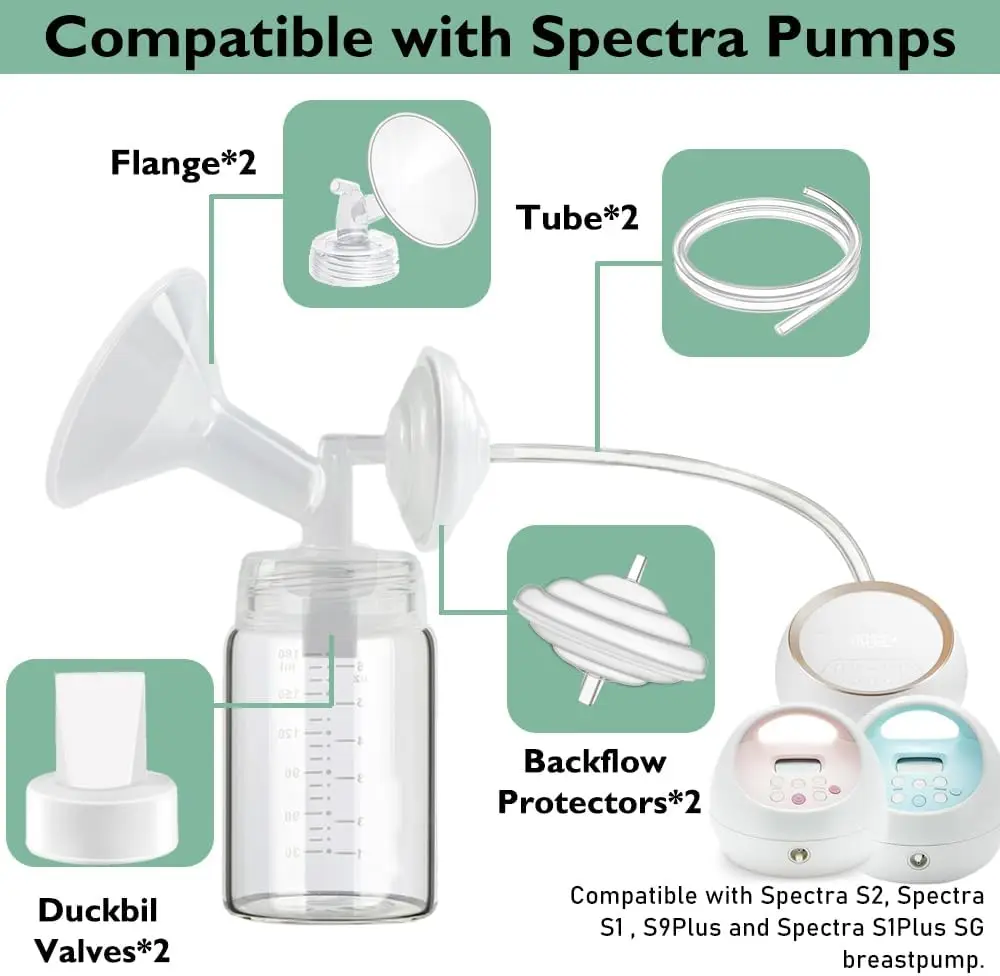 Repuestos de Bomba de Lactancia Compatibles con Spectra S1 S2, Incluyen Membrana Protectora de Reflujo y Válvula de Pico de Pato
