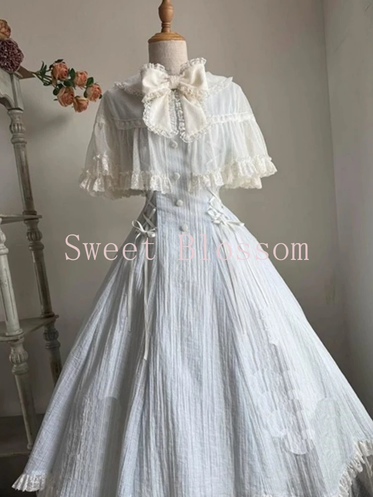 Vestido francés elegante dulce Lolita para mujer, vestidos de fiesta de princesa de retazos de encaje con lazo, nueva moda delgada, ropa Hepburn de verano 2025