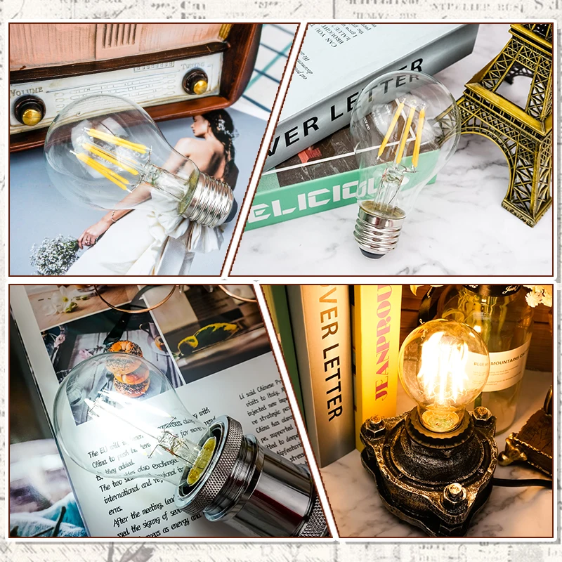Bombilla de filamento LED E27 lámpara Retro Edison 220V 2W 4W 6W 8W E14 luz de vela Vintage globo iluminación de araña COB luz de decoración del hogar