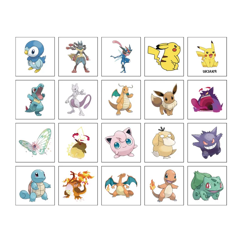 20 unids/set Pokemon Pikachu tatuaje pegatinas impermeable lindo Pikachu pegatina divertida niños niñas Navidad cumpleaños regalo recompensa juguete