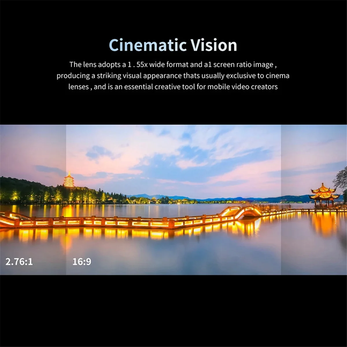 Lente de película para teléfono móvil 1.55X, lente anamórfica de pantalla ancha, lente de vídeo cepillada Blu-Ray