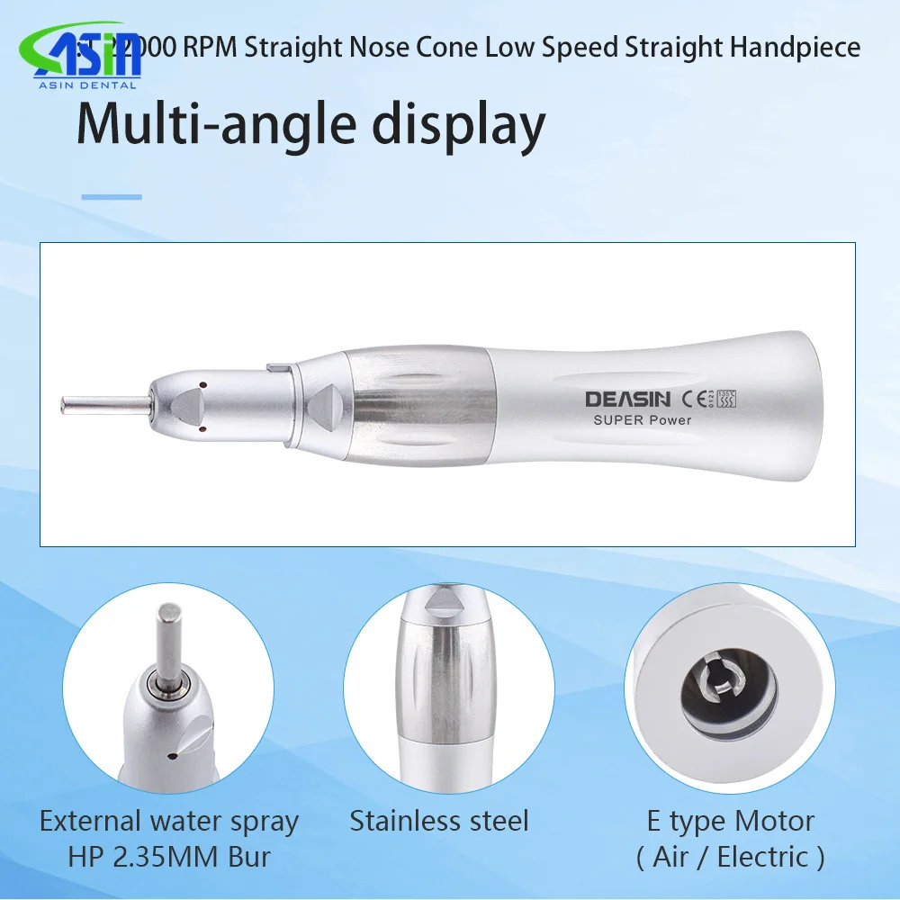 DEASIN-piezo de mano Dental recto de baja velocidad, relación de 22.000 RPM 1:1 para motores tipo E de laboratorio, herramientas de dentista