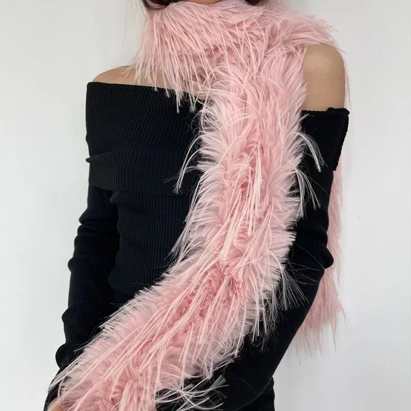 Bufanda de piel de visón de imitación para mujer, conjunto de orejeras, invierno, grueso, suave, cálido, de felpa, Color sólido, cuello de piel, bufanda larga, regalo para pareja