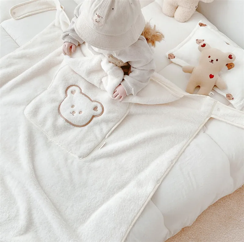 Manta de lana de invierno para bebé, taburete de cintura, capa, mantas para cochecito, mantas gruesas y cálidas para bebés, cubierta para carrito, manta, ropa de cama, cosas para bebé