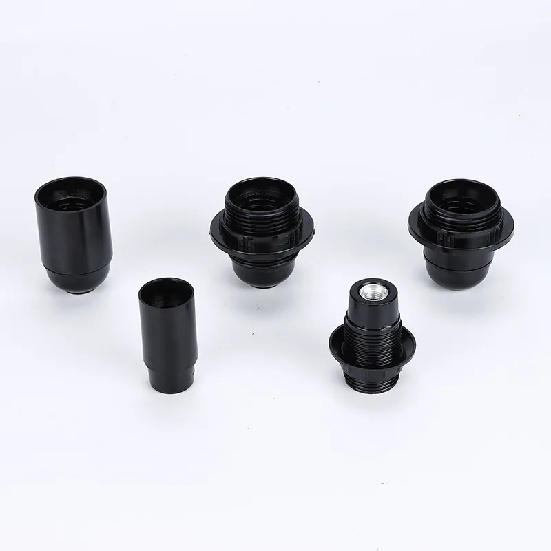 Portalámparas de baquelita autoblocante E27 negro, tornillo de tapa de aluminio E14, cabezal de luz LED, Base de bombilla de escritorio para suelo, 4A, 250V
