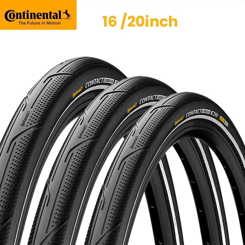 Neumático Continental Contact Urban de 16 pulgadas / 20 pulgadas 3/180Tpi a prueba de pinchazos con alambre de acero para bicicleta plegable BMX con tira reflectante