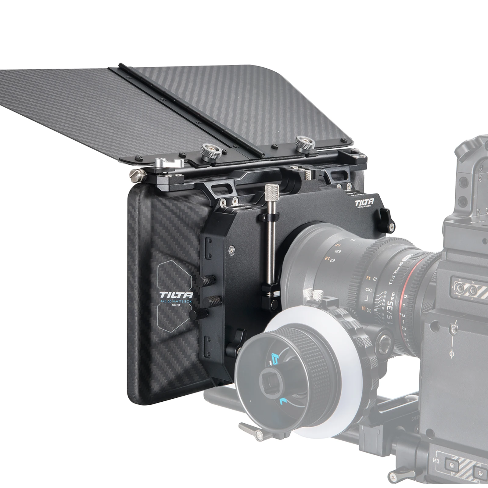 TILTA MB-T12 Caja mate de fibra de carbono 4 × 5,65 (aprazadera) con respaldo único para plataforma de soporte de varilla de 15 mm para DSLR 5D4 RED ARRI SONY