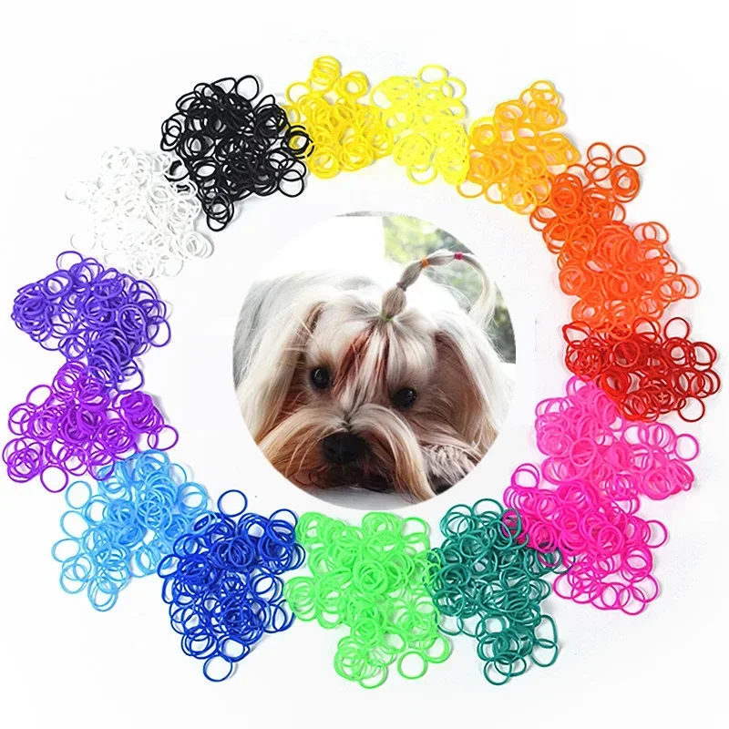 100 unids/pack aseo gato cachorro duradero elástico diadema para perros sin palo pelo mascota banda de goma suministros para mascotas Accesorios