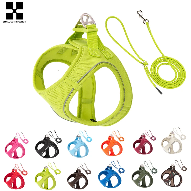 Conjunto de Arnés y Correa para Perros Pequeños y Medianos, Arnés Ajustable y Reflectante para Cachorros y Gatos, Chaleco para Mascotas, Chihuahua, Dachshund, Paseos al Aire Libre