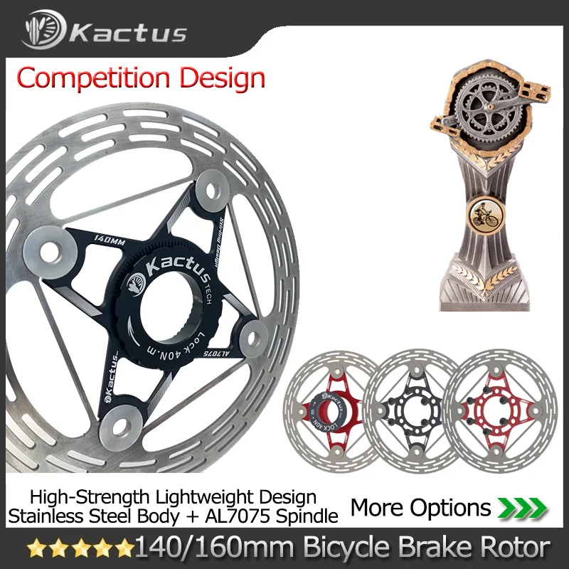 KACTUS-Rotor de freno de disco de bicicleta ultraligero, bloqueo central de 140/160mm, grueso, AL7505, freno flotante de disco de enfriamiento rápido para bicicleta eléctrica de montaña y carretera