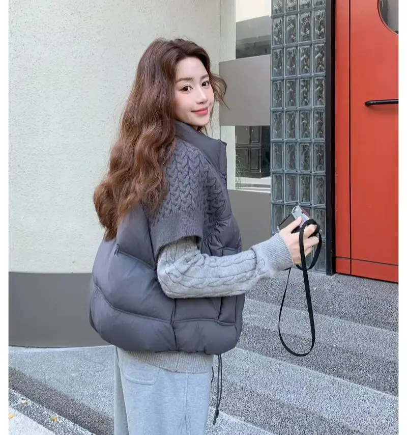 Chaleco de algodón para mujer ZAROY, chaqueta informal holgada de otoño e invierno con cuello alto y bolsillos, abrigo acolchado, ropa exterior de moda