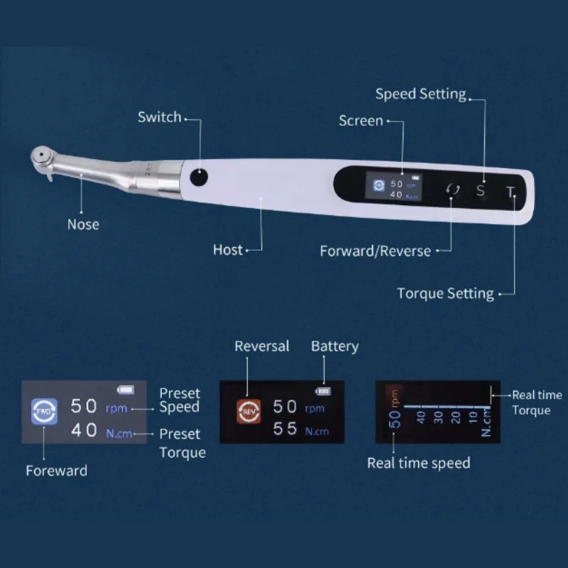JUMTOP Llave de implante eléctrico dental Llave de controlador de torsión de motor para implante de dientes, hasta 50Ncm 50rpm
