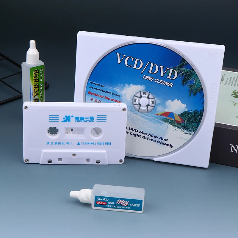 Limpiador de Lentes para Reproductores de CD, VCD y DVD, Limpiador de Cabezales de Casetes de Audio, Desmagnetizador, Limpiador de Cabezales Húmedo/Seco para Reproductores de Casetes de Audio