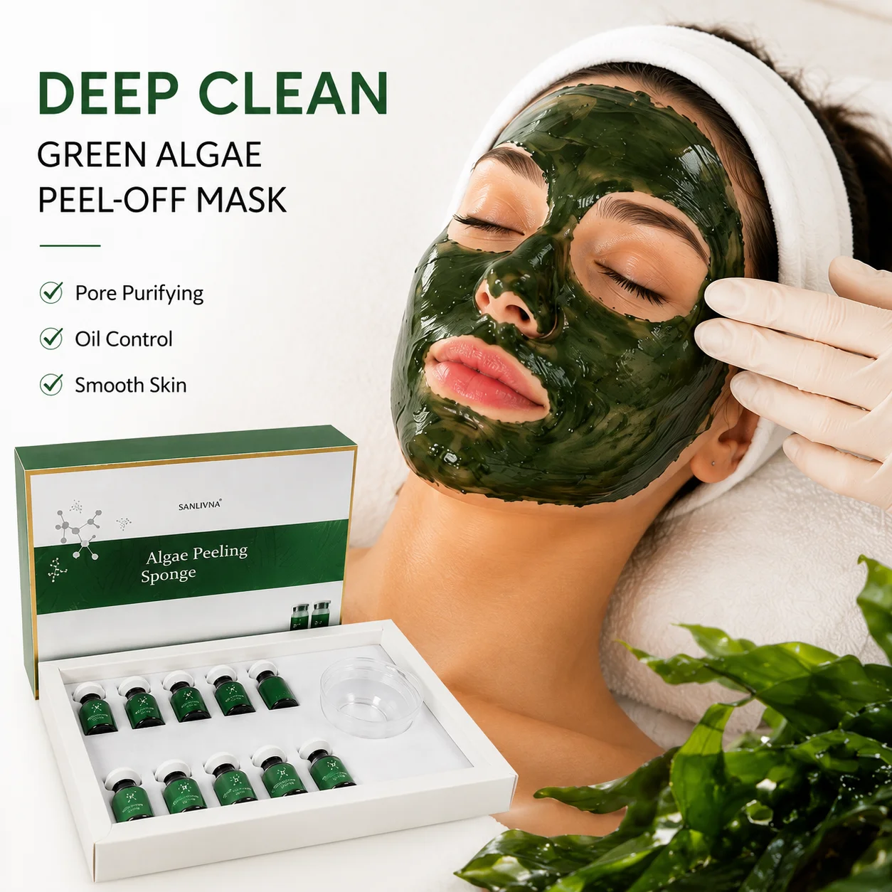 Mascarilla Facial de Algas en Polvo, Algas Marinas Naturales, Cuidado de la Piel DIY, Reparación del Acné, Limpieza de Poros, Equilibrio de Grasa, Cuidado de la Piel Coreano