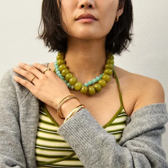Collar de Moda Bohemia Casual con Cuentas de Resina Dopamina, Gargantilla con Dijes, Joyería Gruesa de Verano de Tendencia para Mujer, Uso Diario y Vacaciones