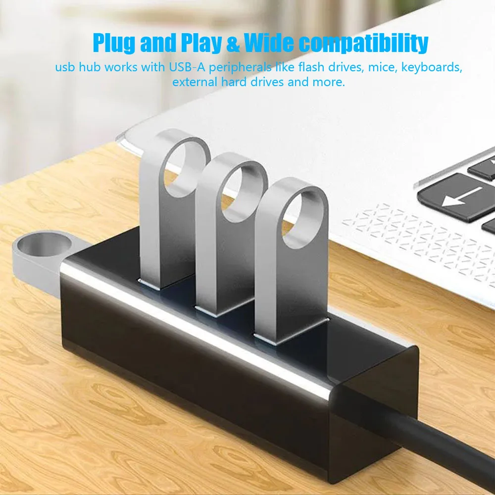 Expansor USB 2.0, Divisor/Hub USB, Adaptador de Corriente Uno a Cuatro, 480 Mbps, Apto para Unidades Flash USB, Lector de Tarjetas, Cámara Digital