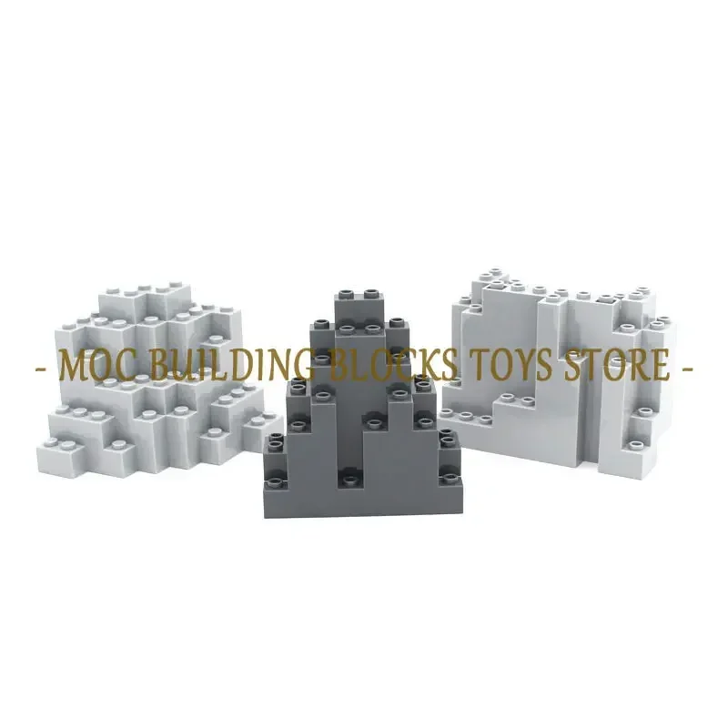 MOC Brick Rock Triangular rocalla piedra pared losa Barbacan Rampart montaña bloque de construcción DIY iluminar Compatible con juguete