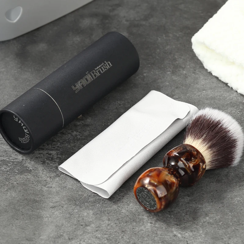YAQI Caramel Cat's Whisker Pelo sintético Pincel de afeitar húmedo para hombre