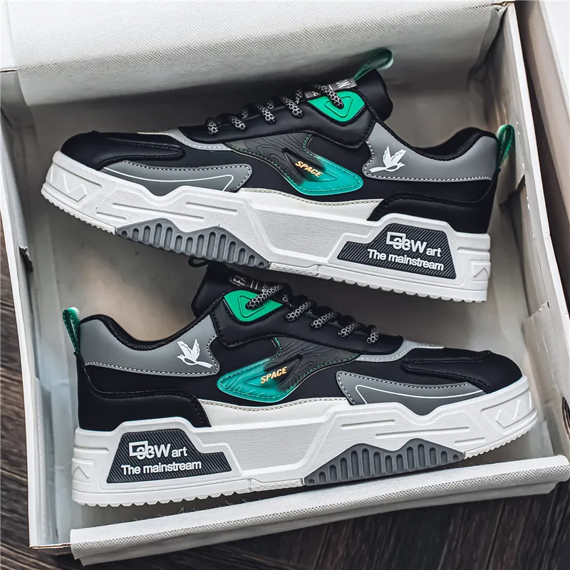 Zapatos Deportivos Casuales Otoño 2024 para Hombre, Zapatos de Cuero de Moda con Punta Baja, Zapatos de Running Versátiles, Zapatos de Skateboard para Hombre Aptos para Deportes al Aire Libre