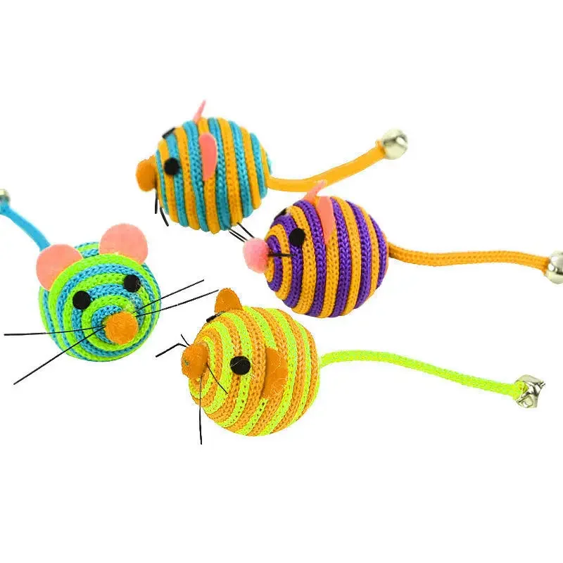 Juguete para Gato de 3/5/7 piezas, cuerda de nailon a rayas, bola redonda, ratón con campana, juguete para masticar para Gato, juguete interactivo para gato, pelota para ratón, producto para mascotas