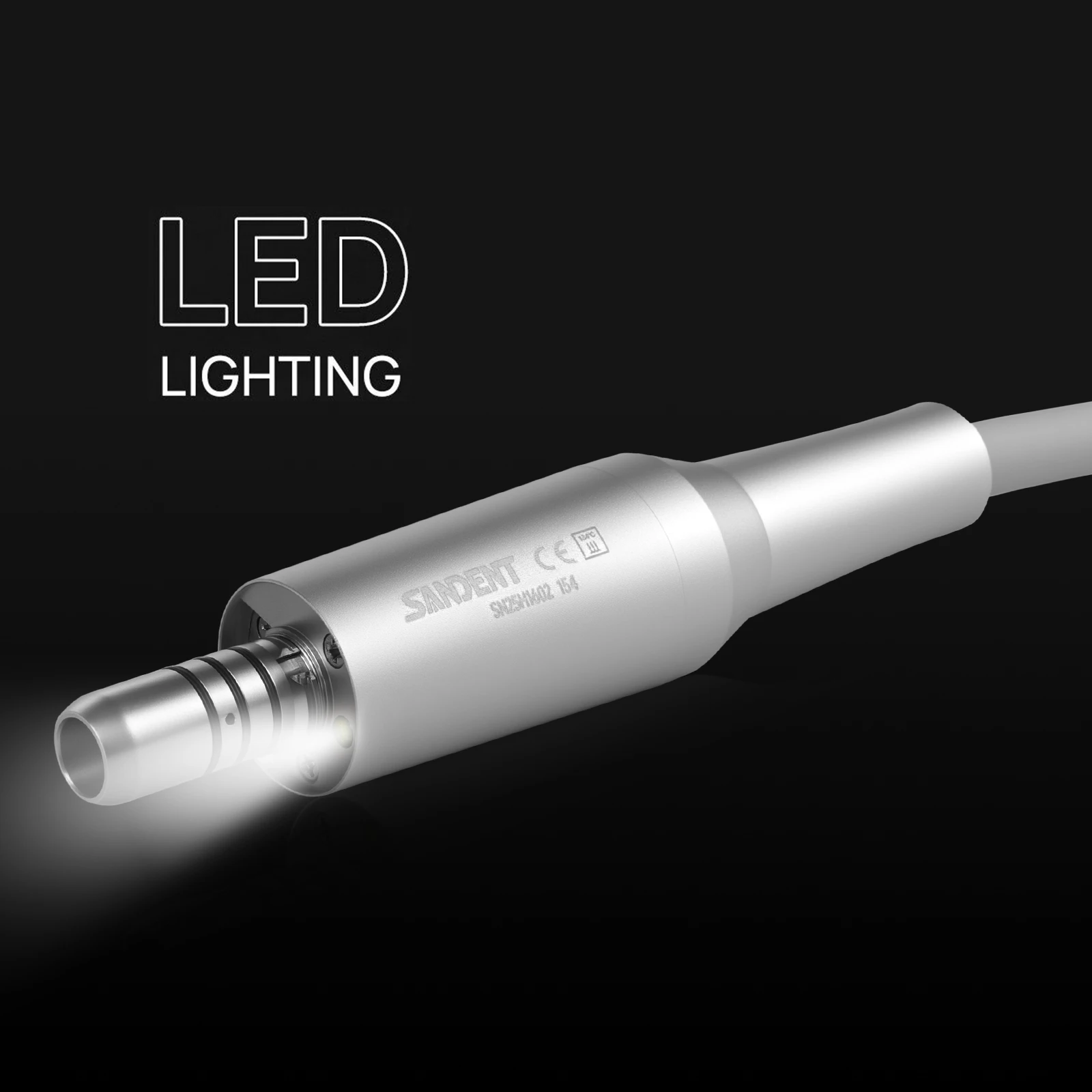 Micromotor Eléctrico Dental SANDENT sin Escobillas con LED, 4 Orificios, Compatible con Piezas de Mano 1:1, 1:5, 16:1, Tipo E, DTA