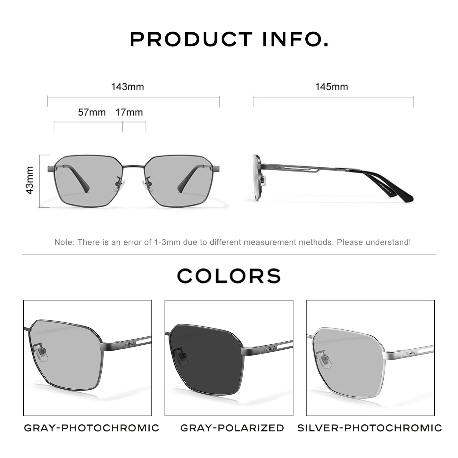 CAPONI gafas de sol polarizadas para hombre, diseño de marca para exteriores, gafas de sol negras para conducir, protección UV400, gafas fotocromáticas grises BS24708