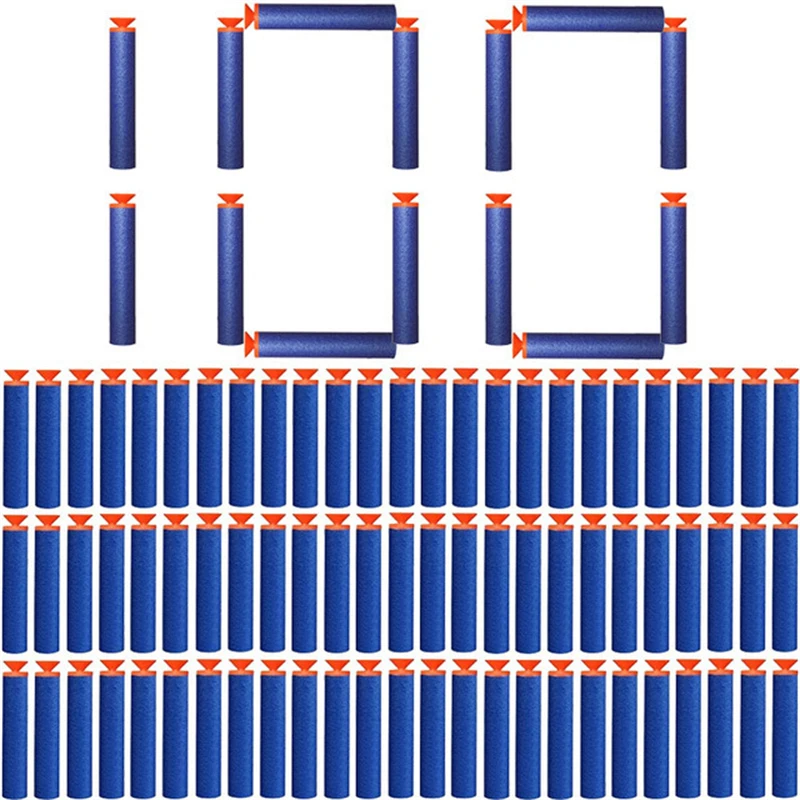 Balas de cabeza de succión azul para niños, 100 piezas, 7,2 cm, para Nerf n-strike Elite Series Blasters, espuma EVA, dardos de repuesto, accesorios para pistolas de juguete