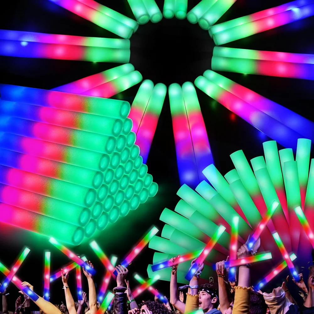 1-50 Uds. Barras luminosas LED a granel coloridas RGB, barra de espuma brillante, tubo de animación, luz oscura para conciertos, fiesta de cumpleaños y boda