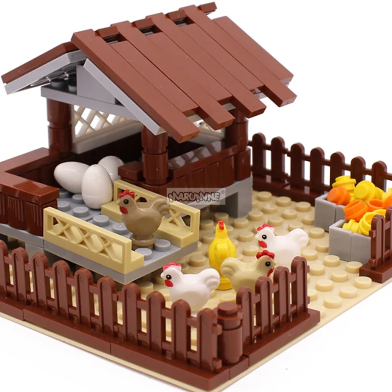 Bloques de Construcción de la Granja Marumine, Ladrillos de Construcción Clásicos MOC, Juego de Ladrillos para Armar una Casa, Kit de Modelo DIY Compatible con 95342pb