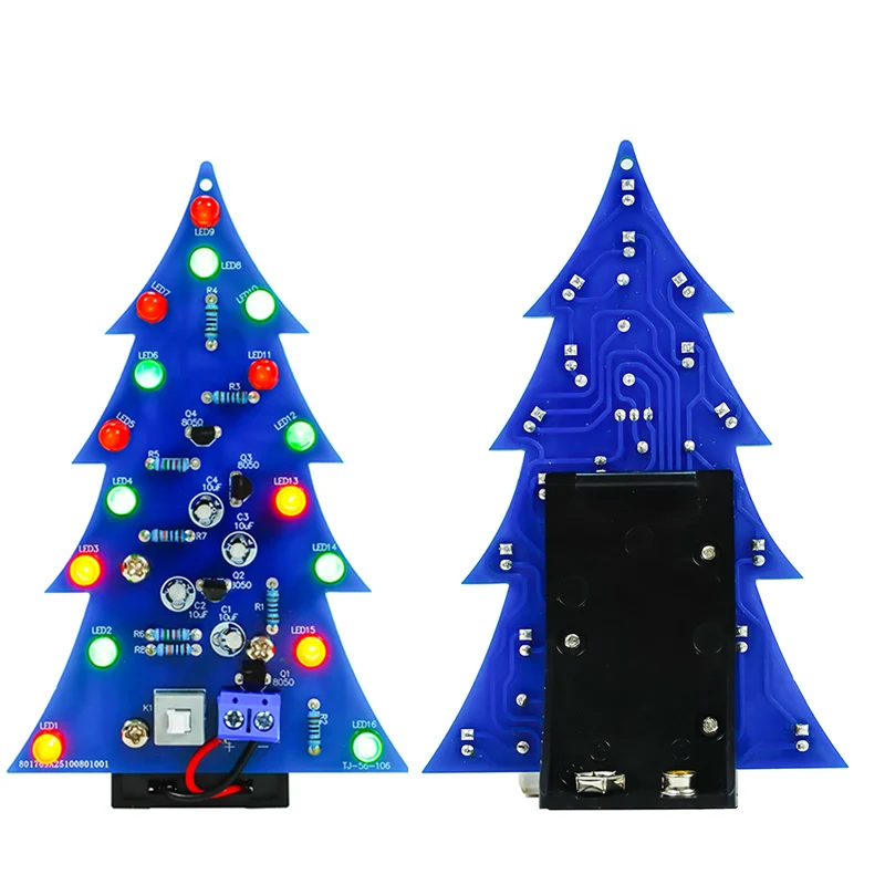 Kit de Soldadura para Prácticas con Placa de Circuito LED de Flujo de Color para Árbol de Navidad, Placa de Prácticas de Soldadura DIY para Enseñanza