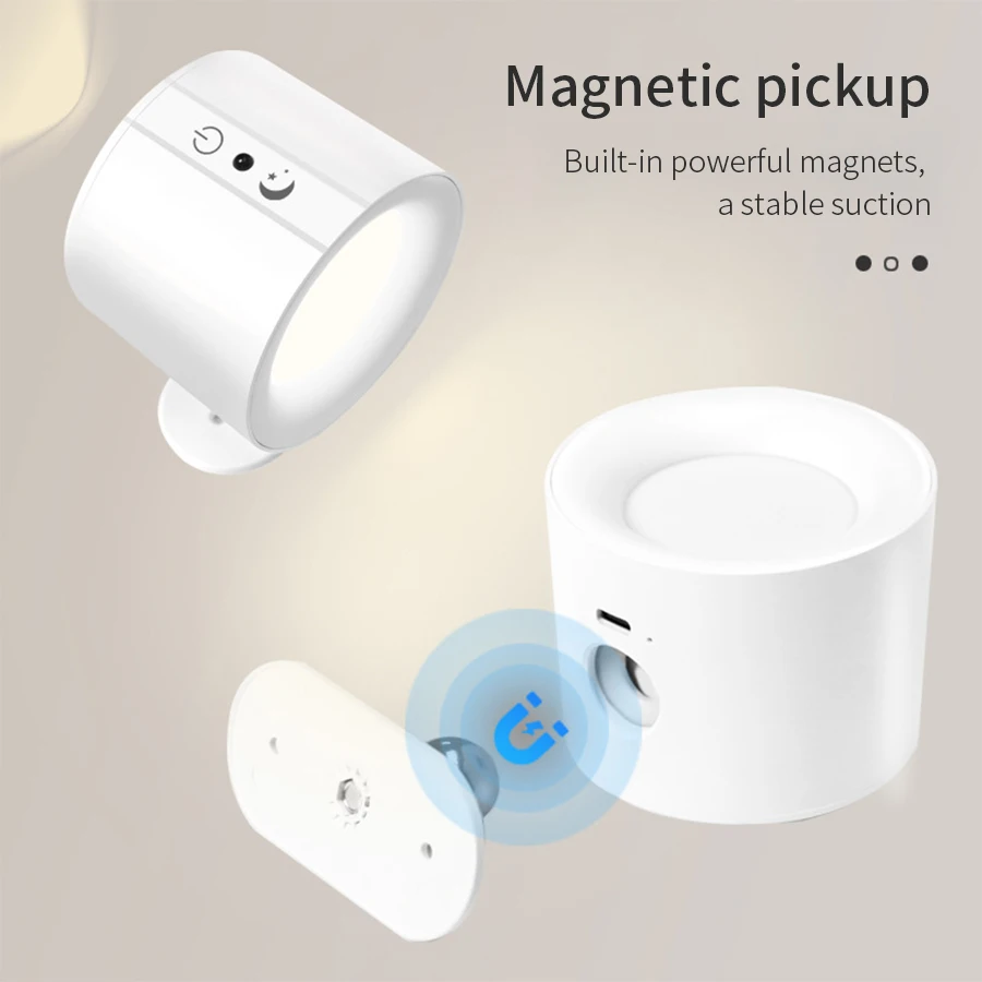 Apliques de pared LED, lámpara de pared de doble cabezal con Control táctil, luces de pared giratorias 360 de 3 colores, luces nocturnas inalámbricas para dormitorio