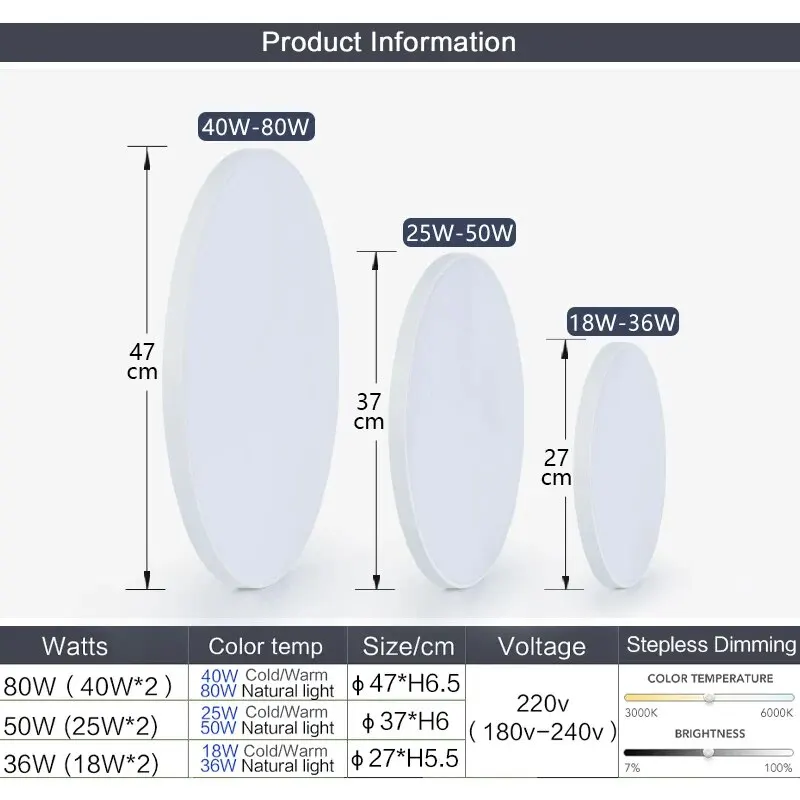 Lámpara de techo Led inteligente para dormitorio y sala de estar, luces modernas regulables con Control remoto por aplicación, 36W, 50W, 220V