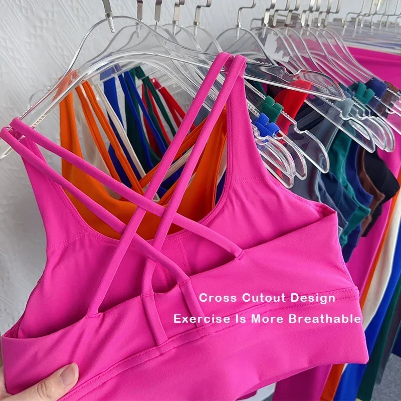 Conjunto de Yoga de 2 piezas, traje de Fitness transpirable, Tops de Yoga con espalda cruzada, pantalones de Yoga con trasero de melocotón, traje de Fitness para correr y Pilates, novedad de 2024