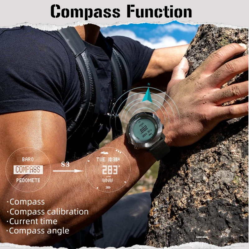 Reloj Digital para Buceo NORTH EDGE APACHE-D para Hombre, Deportes al Aire Libre, Natación, Resistente al Agua 100M, Altímetro, Barómetro, Brújula